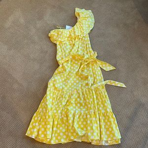 Adorable yellow polka dot midi dress! New, never worn